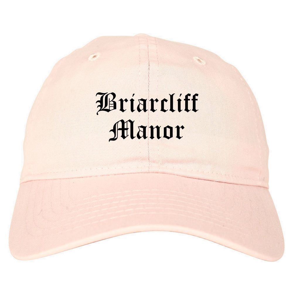 Briarcliff Manor New York NY Old English Mens Dad Hat Baseball Cap Pink