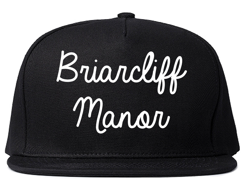Briarcliff Manor New York NY Script Mens Snapback Hat Black