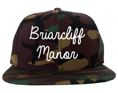 Briarcliff Manor New York NY Script Mens Snapback Hat Army Camo