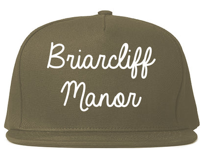 Briarcliff Manor New York NY Script Mens Snapback Hat Grey