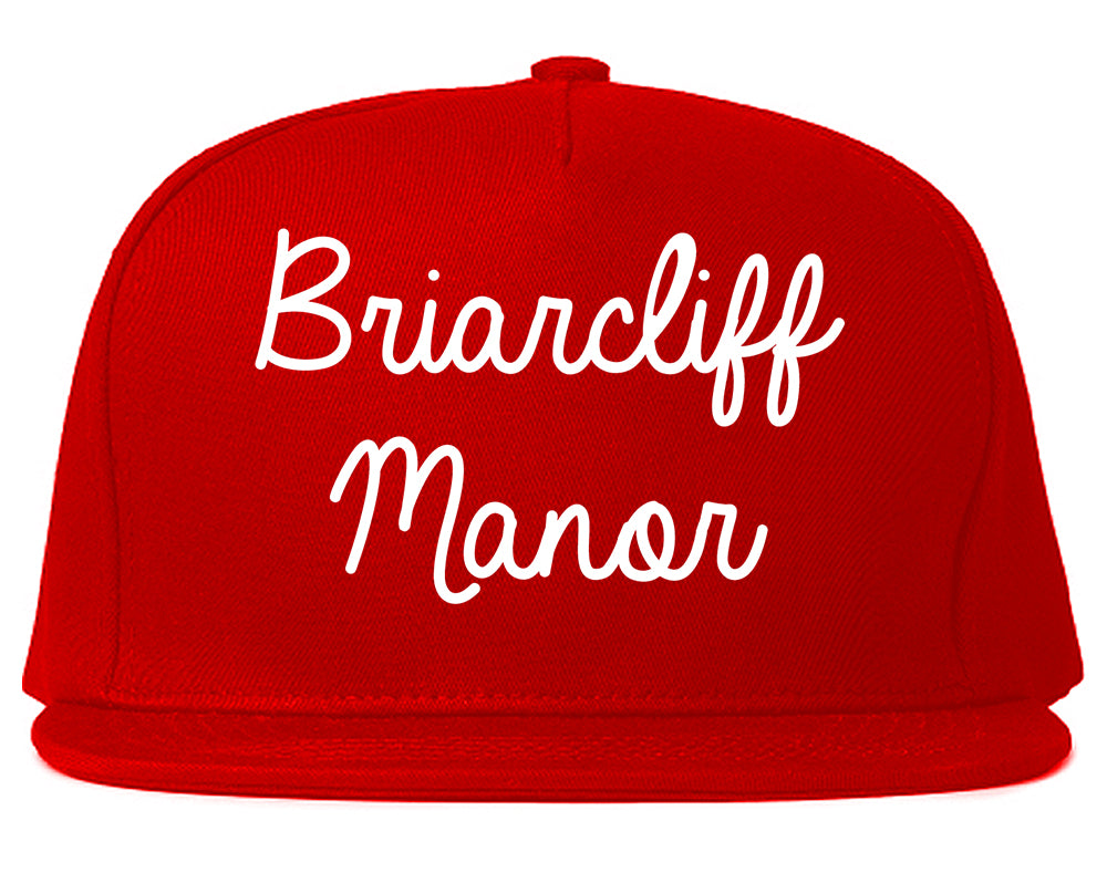 Briarcliff Manor New York NY Script Mens Snapback Hat Red