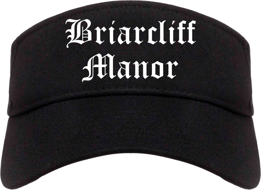Briarcliff Manor New York NY Old English Mens Visor Cap Hat Black