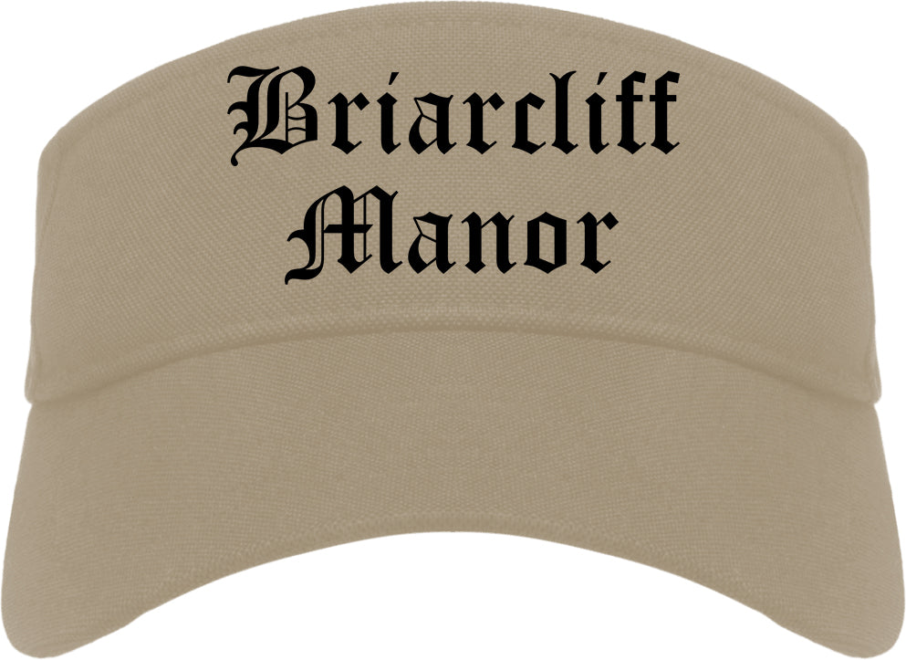 Briarcliff Manor New York NY Old English Mens Visor Cap Hat Khaki