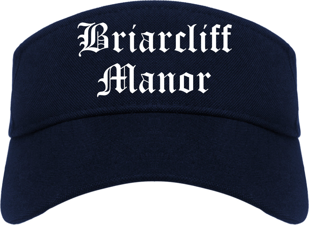 Briarcliff Manor New York NY Old English Mens Visor Cap Hat Navy Blue