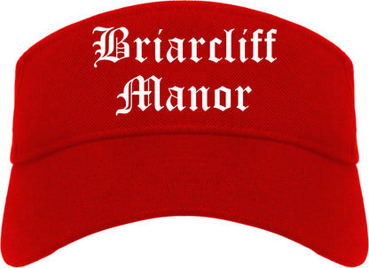 Briarcliff Manor New York NY Old English Mens Visor Cap Hat Red