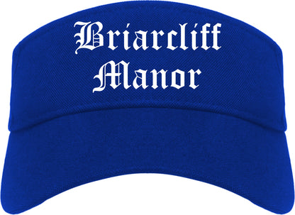 Briarcliff Manor New York NY Old English Mens Visor Cap Hat Royal Blue