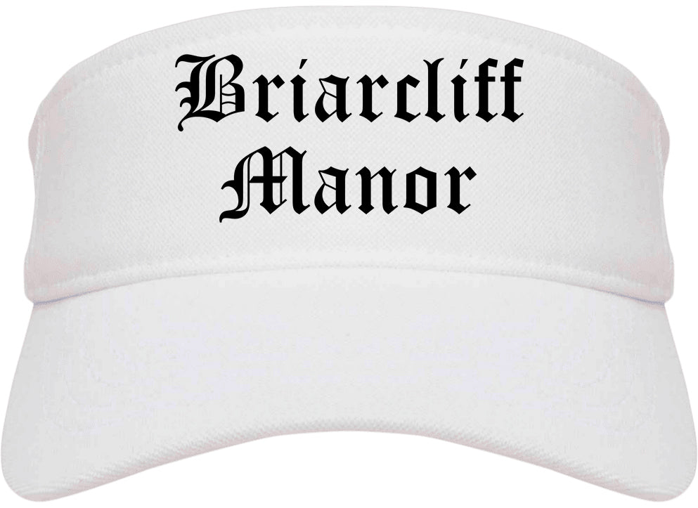 Briarcliff Manor New York NY Old English Mens Visor Cap Hat White
