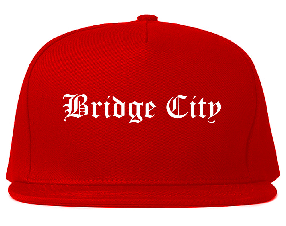 Bridge City Texas TX Old English Mens Snapback Hat Red