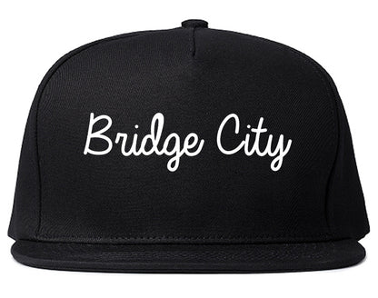 Bridge City Texas TX Script Mens Snapback Hat Black