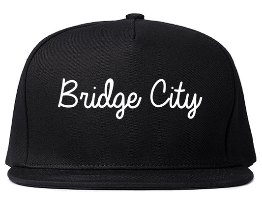 Bridge City Texas TX Script Mens Snapback Hat Black