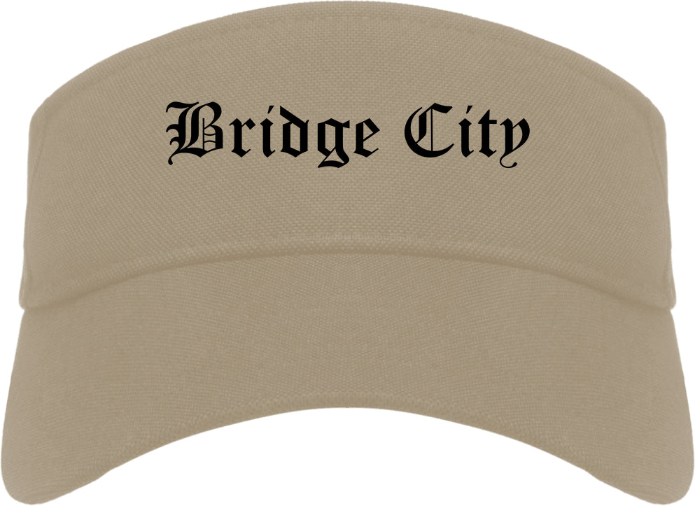 Bridge City Texas TX Old English Mens Visor Cap Hat Khaki
