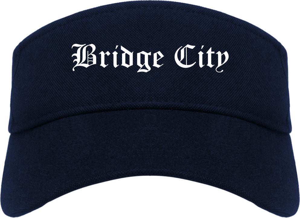 Bridge City Texas TX Old English Mens Visor Cap Hat Navy Blue