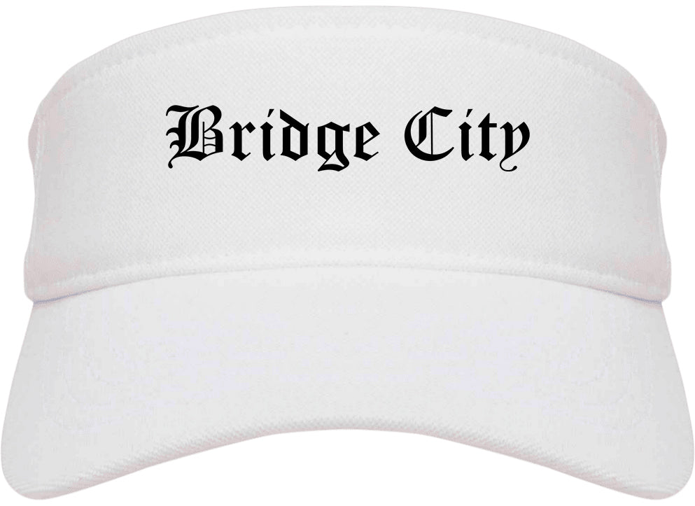 Bridge City Texas TX Old English Mens Visor Cap Hat White
