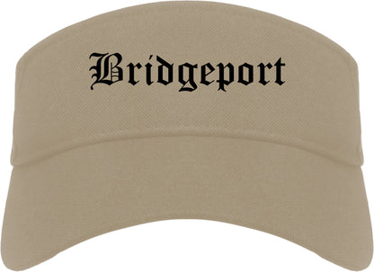 Bridgeport Texas TX Old English Mens Visor Cap Hat Khaki