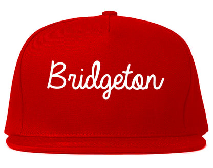 Bridgeton New Jersey NJ Script Mens Snapback Hat Red