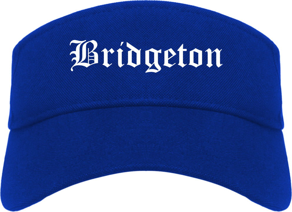 Bridgeton New Jersey NJ Old English Mens Visor Cap Hat Royal Blue