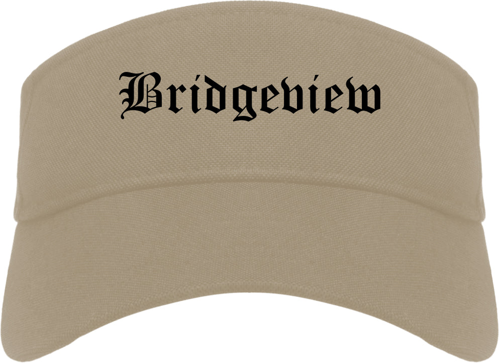 Bridgeview Illinois IL Old English Mens Visor Cap Hat Khaki