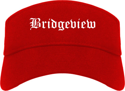 Bridgeview Illinois IL Old English Mens Visor Cap Hat Red