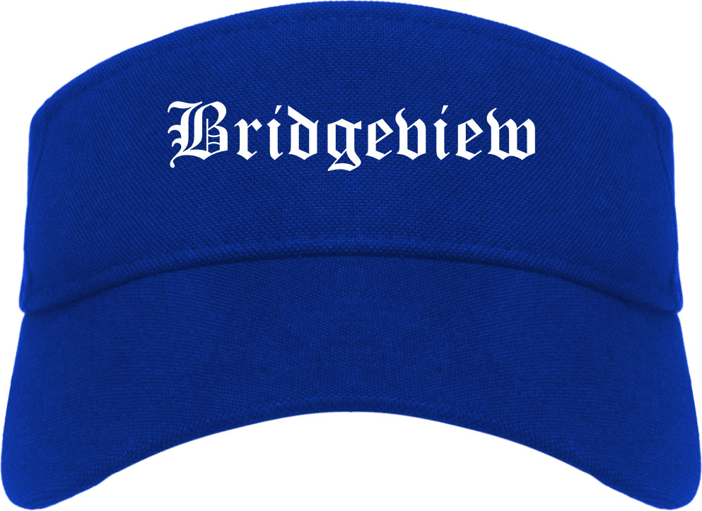Bridgeview Illinois IL Old English Mens Visor Cap Hat Royal Blue