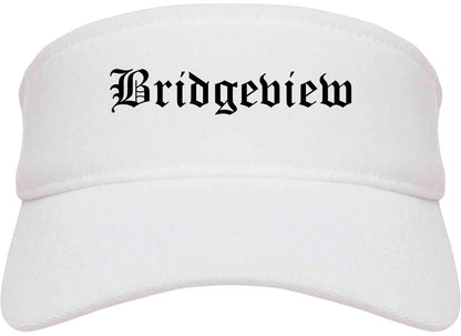 Bridgeview Illinois IL Old English Mens Visor Cap Hat White