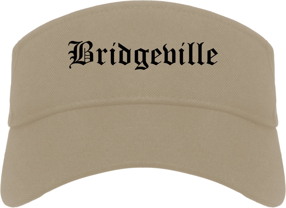 Bridgeville Pennsylvania PA Old English Mens Visor Cap Hat Khaki
