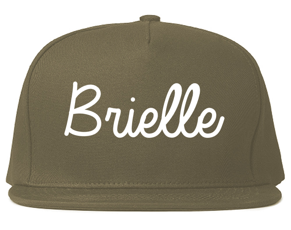 Brielle New Jersey NJ Script Mens Snapback Hat Grey
