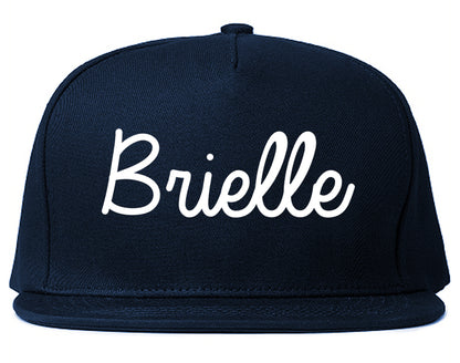 Brielle New Jersey NJ Script Mens Snapback Hat Navy Blue