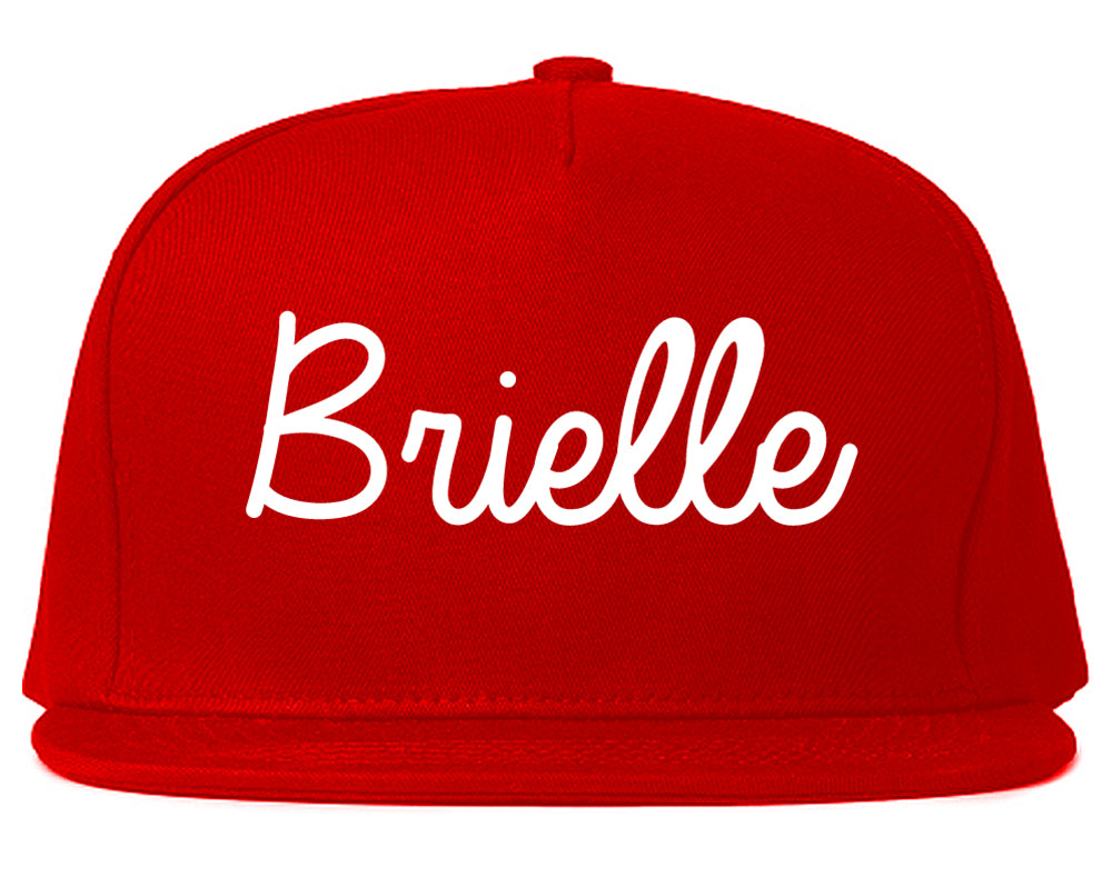 Brielle New Jersey NJ Script Mens Snapback Hat Red