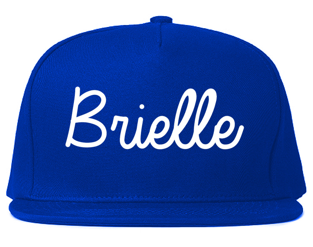 Brielle New Jersey NJ Script Mens Snapback Hat Royal Blue