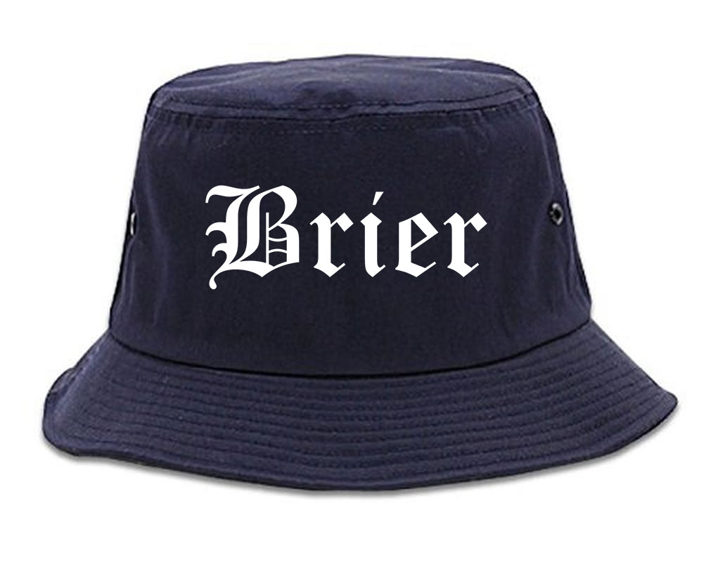 Brier Washington WA Old English Mens Bucket Hat Navy Blue