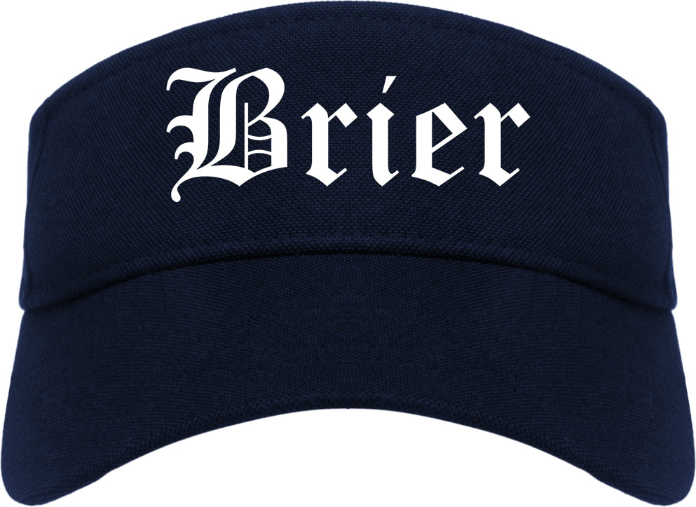 Brier Washington WA Old English Mens Visor Cap Hat Navy Blue