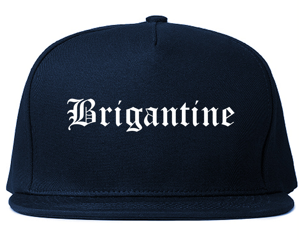 Brigantine New Jersey NJ Old English Mens Snapback Hat Navy Blue