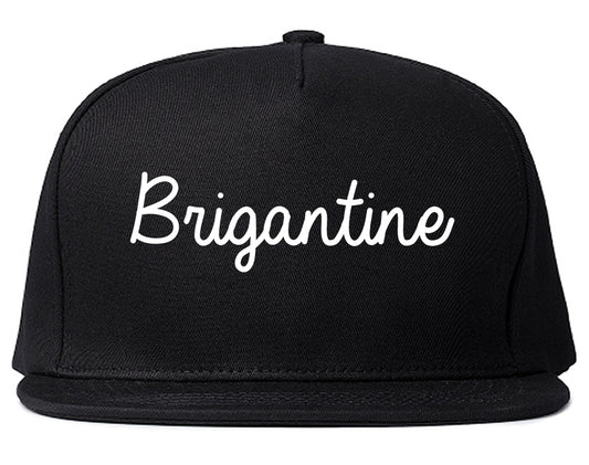 Brigantine New Jersey NJ Script Mens Snapback Hat Black
