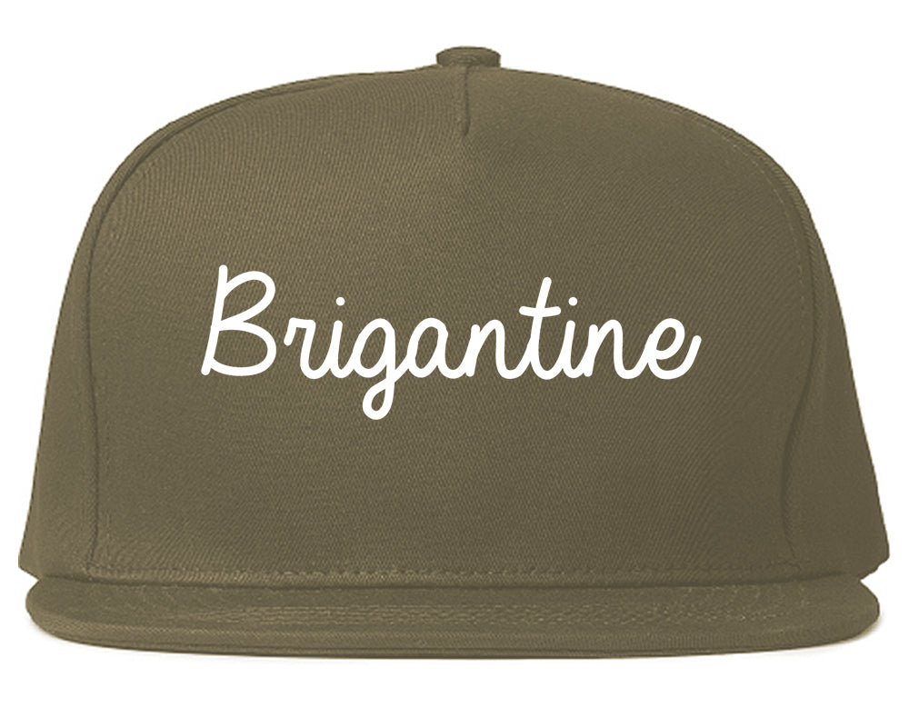 Brigantine New Jersey NJ Script Mens Snapback Hat Grey