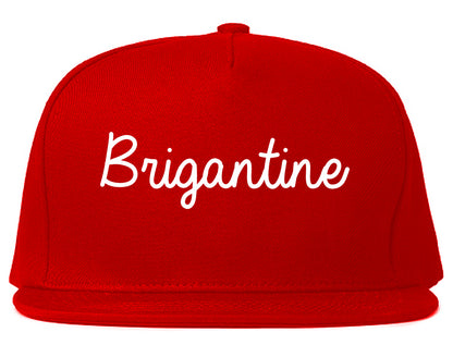 Brigantine New Jersey NJ Script Mens Snapback Hat Red