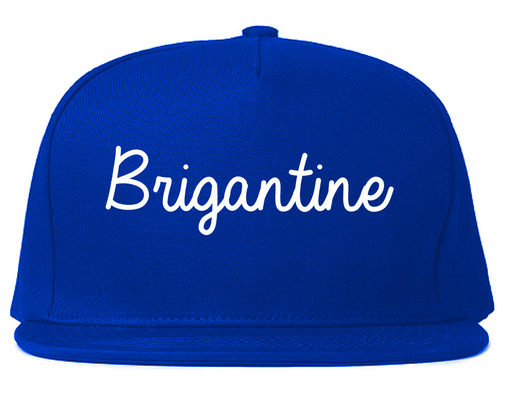 Brigantine New Jersey NJ Script Mens Snapback Hat Royal Blue