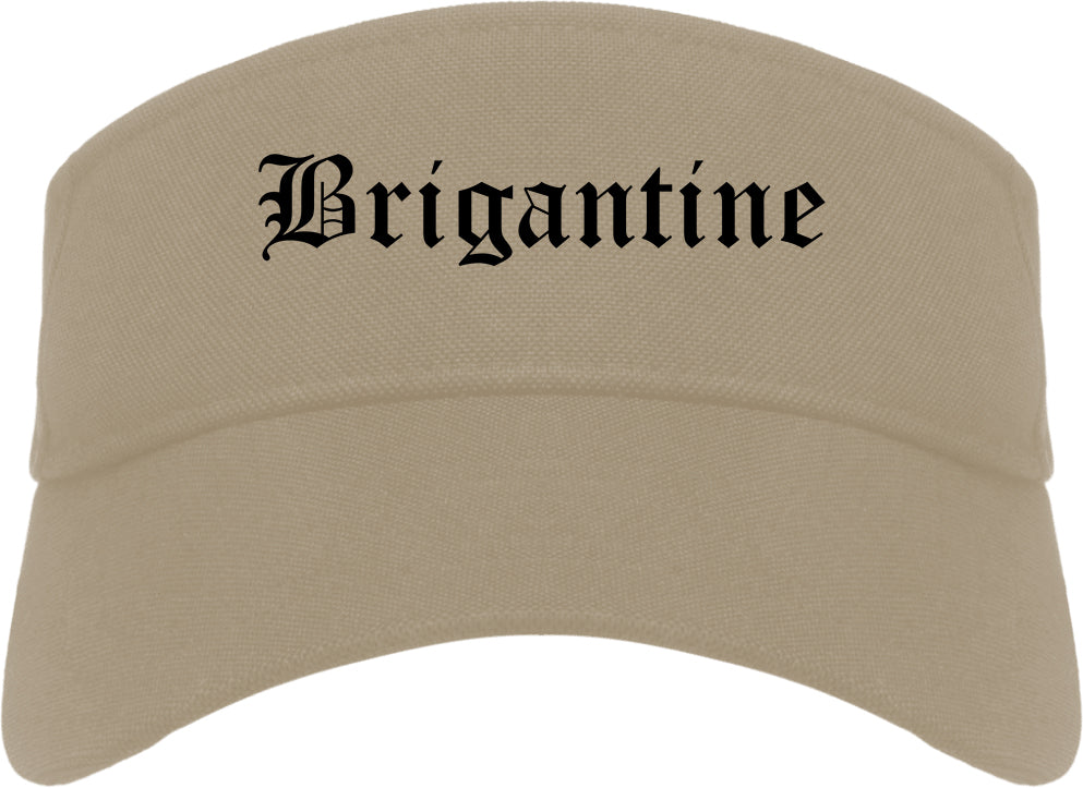 Brigantine New Jersey NJ Old English Mens Visor Cap Hat Khaki