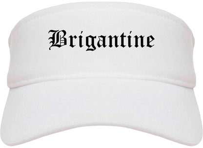 Brigantine New Jersey NJ Old English Mens Visor Cap Hat White