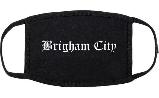 Brigham City Utah UT Old English Cotton Face Mask Black