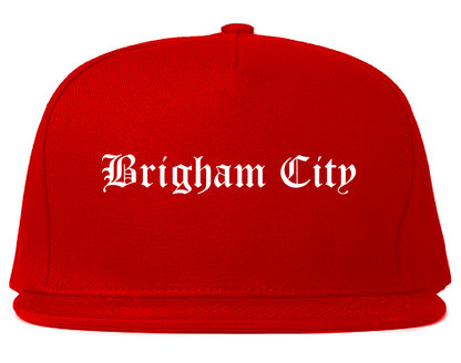 Brigham City Utah UT Old English Mens Snapback Hat Red