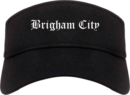 Brigham City Utah UT Old English Mens Visor Cap Hat Black