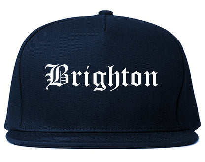 Brighton Colorado CO Old English Mens Snapback Hat Navy Blue