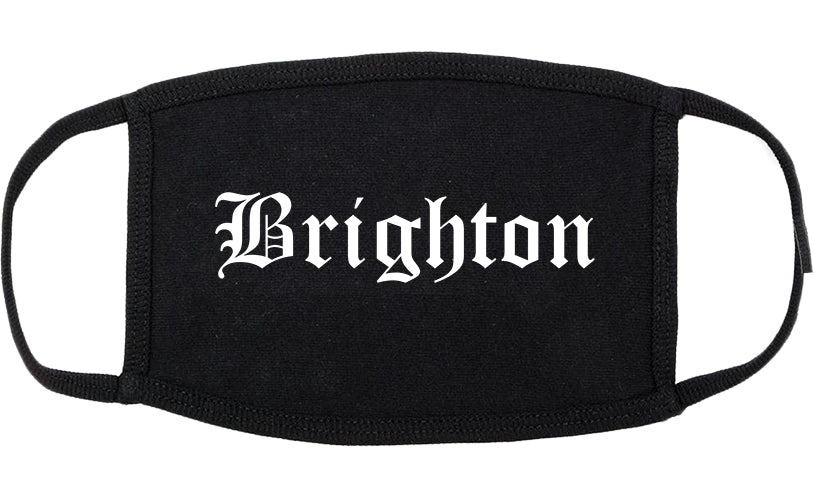 Brighton Michigan MI Old English Cotton Face Mask Black