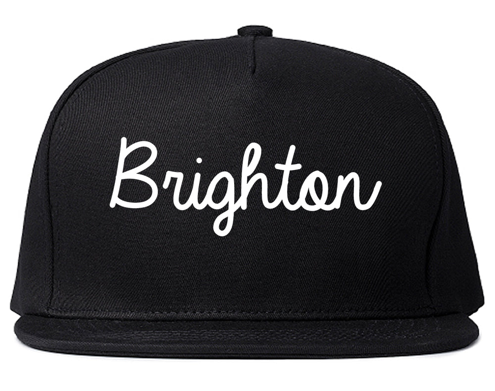 Brighton Michigan MI Script Mens Snapback Hat Black