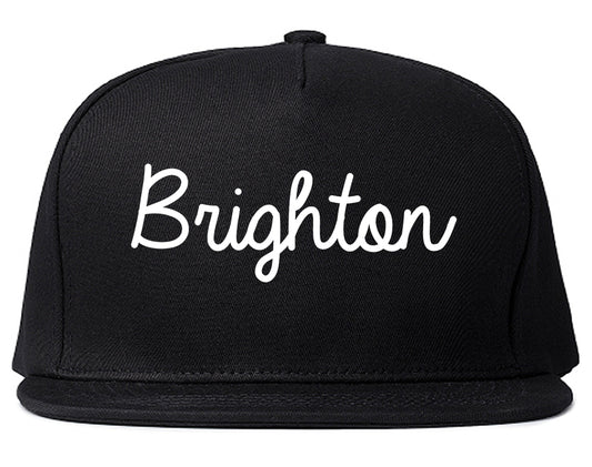 Brighton Michigan MI Script Mens Snapback Hat Black