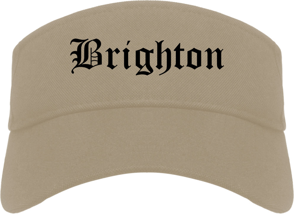 Brighton Michigan MI Old English Mens Visor Cap Hat Khaki
