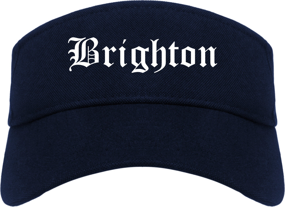 Brighton Michigan MI Old English Mens Visor Cap Hat Navy Blue