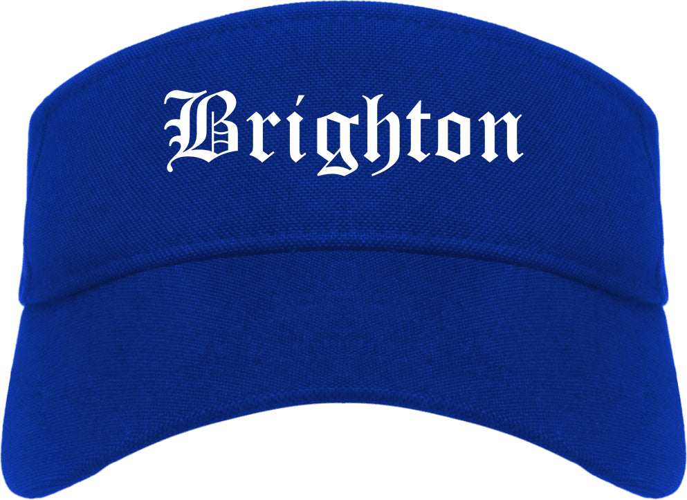Brighton Michigan MI Old English Mens Visor Cap Hat Royal Blue