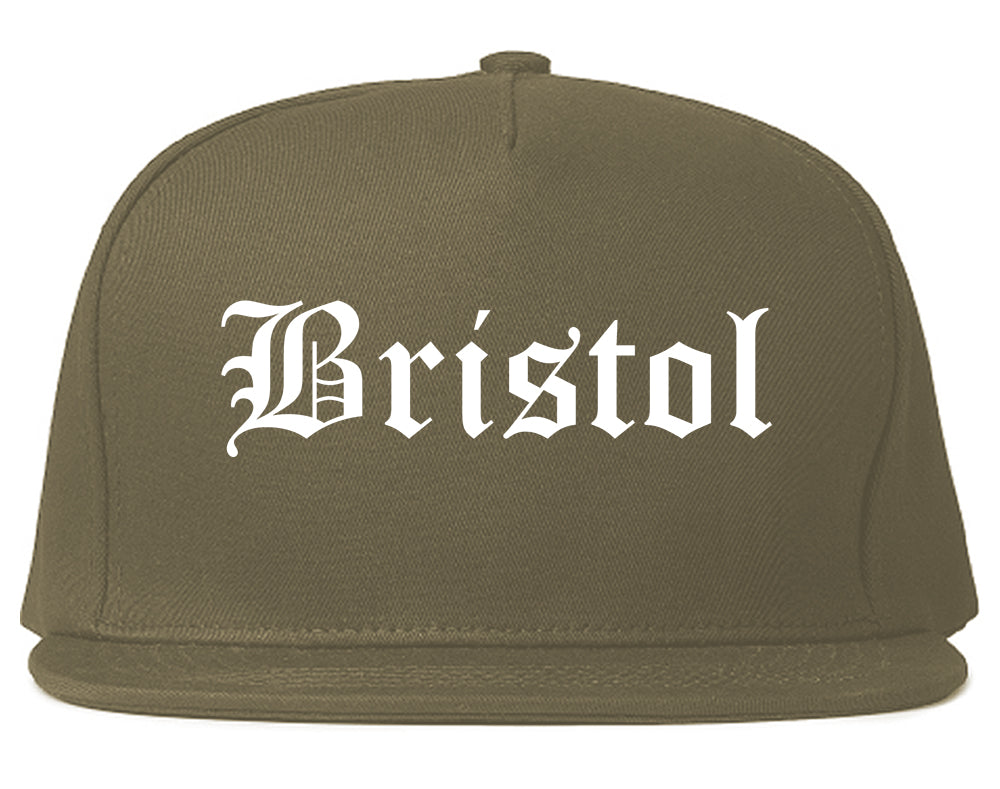 Bristol Connecticut CT Old English Mens Snapback Hat Grey