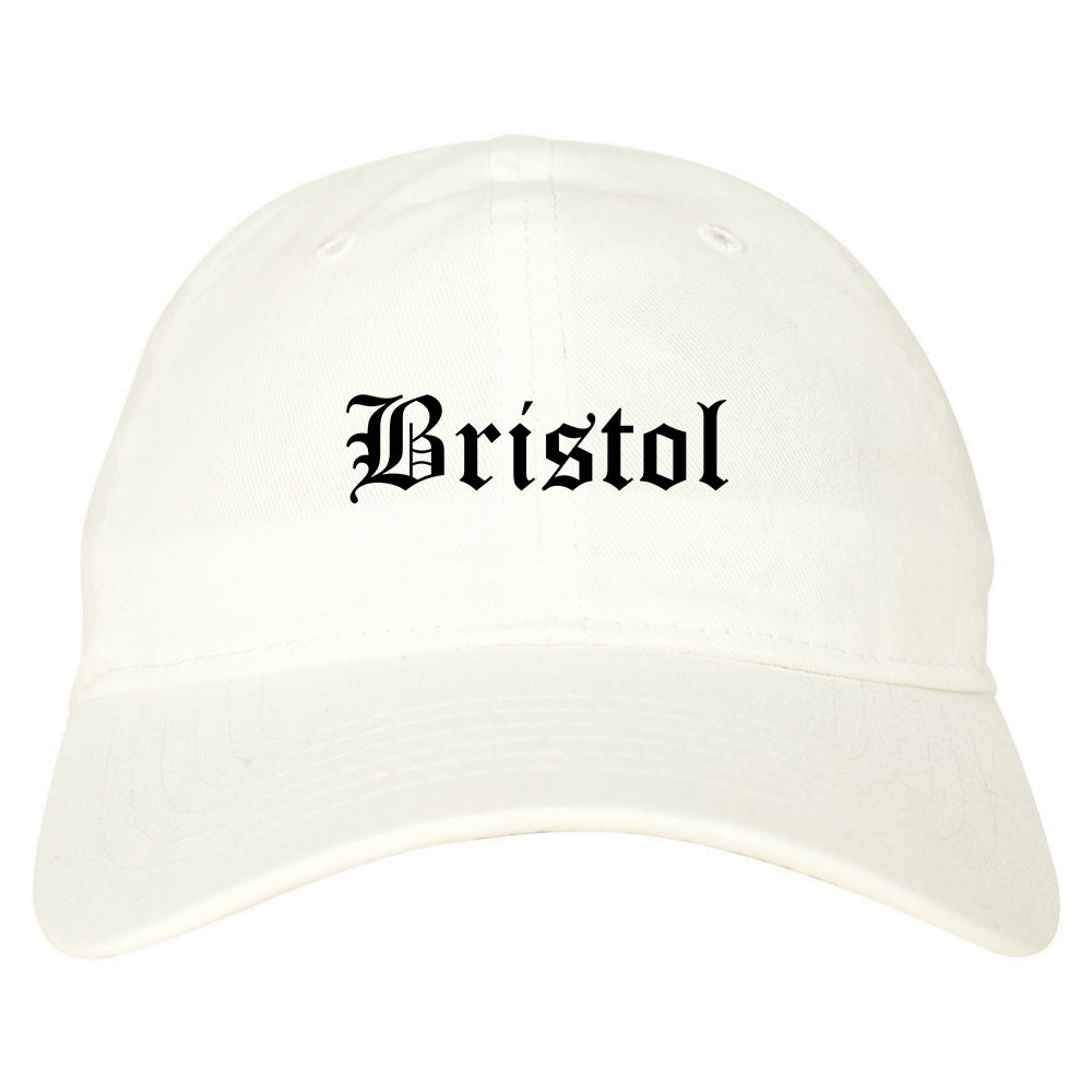 Bristol Connecticut CT Old English Mens Dad Hat Baseball Cap White